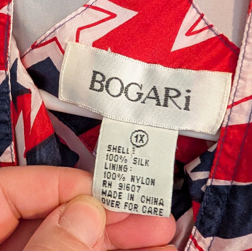 Bogart Red & Navy Star-Print Bomber Jacket Size 1x - Picture 6 of 9